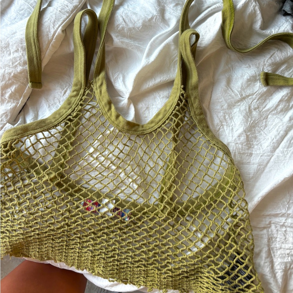 Urban outfitters fish net green shirt
